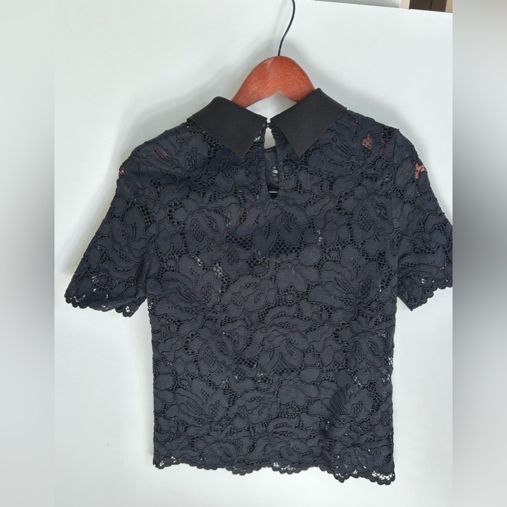 Tara Jarmon Blouse In Black lace collared top - Picture 7 of 9